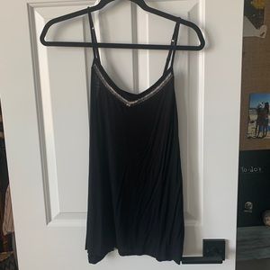 Black tank with chic beading